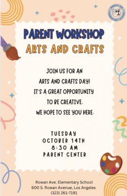 Arts and Crafts event flyer in English