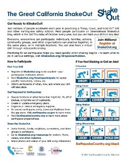 earthquake info flyer in English
