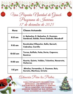 performance schedule Spanish