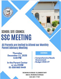 SSC meeting flyer in English