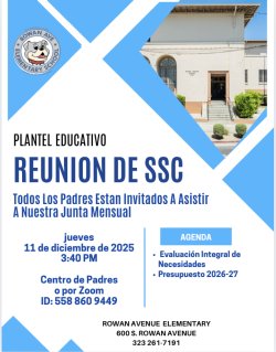 SSC meeting flyer in Spanish