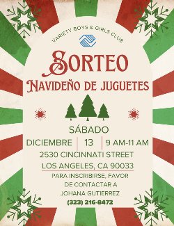 Holiday Toy Giveaway flyer in Spanish