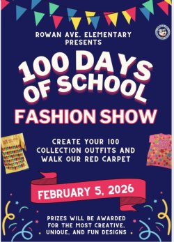 100 Days of School Fashion Show flyer in English