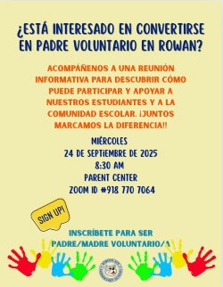 parent volunteer meeting flyer Spanish