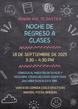 Back to School Night flyer in Spanish