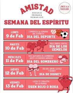 Friendship Spirit Week flyer in Spanish