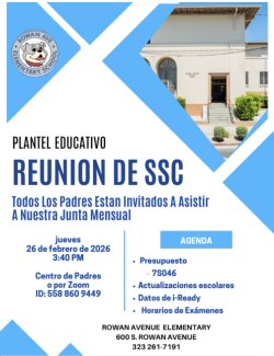 SSC Meeting flyer in Spanish