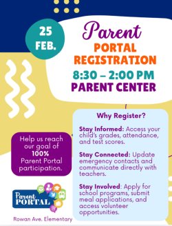 Parent Portal Registration flyer in English