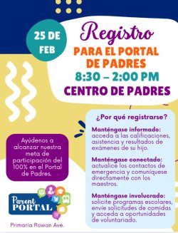 Parent Portal Registration flyer in Spanish