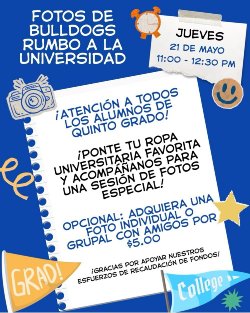 College Gear Photo Op flyer in Spanish
