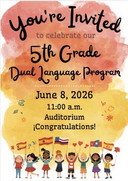 Dual Language Celebration flyer in English