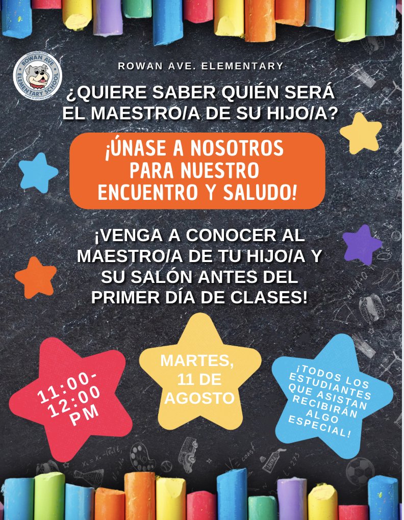 Meet and Greet event flyer in Spanish