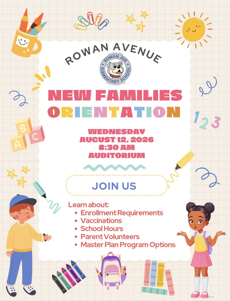 New Families Orientation flyer in English